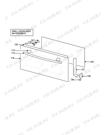 Взрыв-схема плиты (духовки) Electrolux EOD6335XK - Схема узла H10 Grill door assy